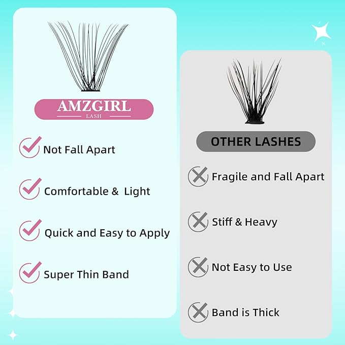 Lash Clusters Wispy 280PCS Eyelash Extension 40D Cluster Lashes Individual Lashes DIY Lash Extension Natural Look Cluster Eyelash Extensions Soft False Eyelashes at Home for Beginners(10mm)
