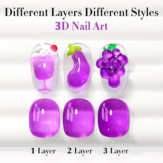 Double Rhythm 0.5 Oz Jelly Gel Polish Same Color Same Bottle Sheer Neutral Natural Light Milky Pastel 15ML Translucent Polish Art DIY at Home (Purple-A1613)