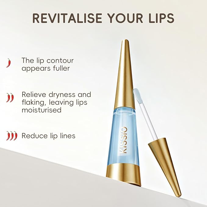 KISSIO PLUMP Lip Plumper,0.3 fl oz (9 ml),Maximum Plump with Ginger and Peptides,Extreme Lip Plumper,Hydrating and Plumping,Lips Lines Care,Lips Gloss,Expert