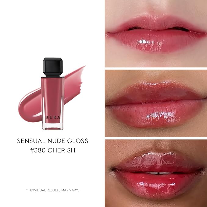 HERA Sensual Nude Lip Gloss #380 CHERISH [Featured on JUST MAKEUP] | Volumizing Sheer & Glossy Finish, Non-sticky, Moisturizing and Hydrating, Korean Makeup, 0.17 oz. (5g)