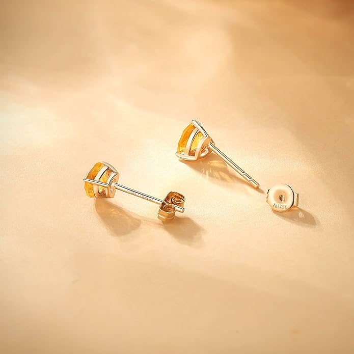 FANCIME 14k Solid Yellow Gold Stud Earrings Gemstone Prong Cluster Stud Earrings Fine Jewelry Gifts for Her Mom Women Wife
