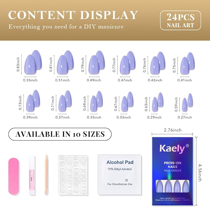 evpct Sea Blue Short Almond Glossy Press on Nails for Women Gift, Glossy Sea Blue Fake Nail with Nail Kit Manicure Kit, Soft Gel Full Cover Reusable Stick on Soft Acrylic False Nails Perfectly Fit