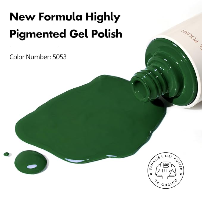 VENALISA Emerald Green Gel Nail Polish, 1 Pcs Dark Green Gel Polish Color High Gloss Soak Off U V Nail Manicure Salon and DIY at Home Gifts for Women