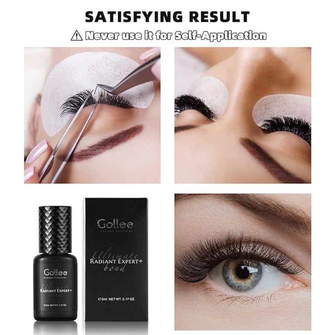 Eyelash Extension Glue 0.5 Sec Fast Drying/Retention -8 Week /(0.17fl.oz / 5ml) Eyelash Glue Waterproof Lash Extension Semi-Permanent Extensions Black Adhesive Supplies for Professional USE ONLY