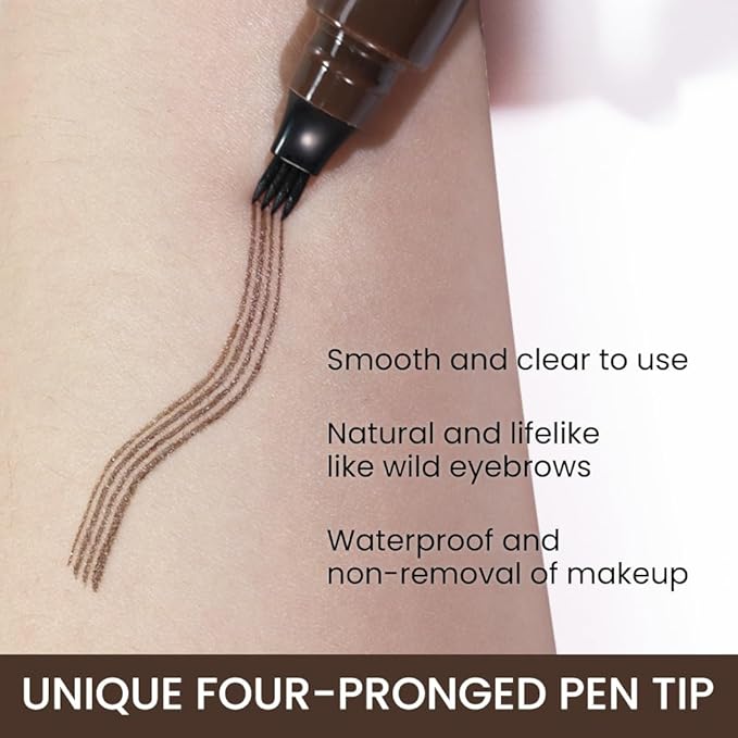 Kaely Eyebrow Pencils for Women, 4 Tip Magical Precise Waterproof Brow Pen, Microblading Eyebrow Contouring Pen, lapiz de cejas 3d Eye Brow Gel, 24h Smudge Proof,02 Dark Brown