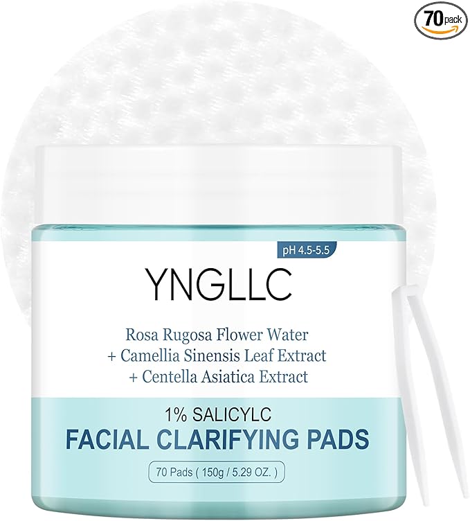 Toner Pads Salicylic Acid Facial Peeling Pad, Breakout-Prone Skin Brightening Facial Deep Pore Cleansing Oil Control & Soothing with Centella Asiatica & Green Tea Extract Daily Exfoliation 70 Pads