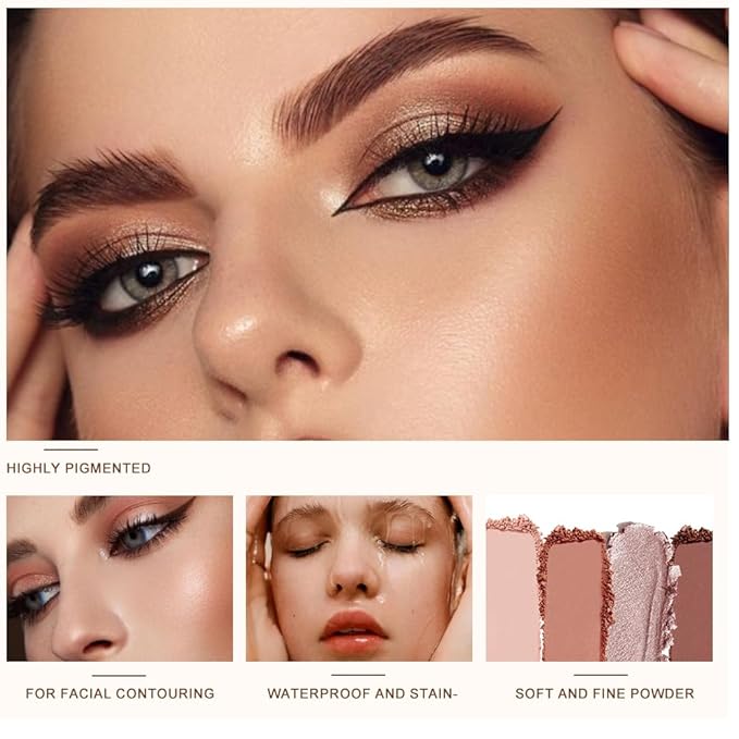 6-Color Shimmer Eyeshadow Palette, Micro-Glitter Pearlescent Neutrals, Silky Smooth High-Pigment Powder, Non-Caking No-Fallout, Waterproof Sweatproof Long-Lasting Eye Makeup, Giftable Palette- A07