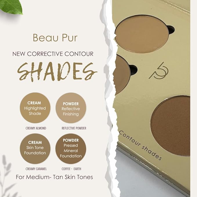 Corrective Contour Palette–Curated Cream & Powder Shades for All Face Shapes and Skin Tones - Sculpt & Define - Optimized, Travel-Friendly - Pure, Cruelty-Free, Made in USA (Medium)