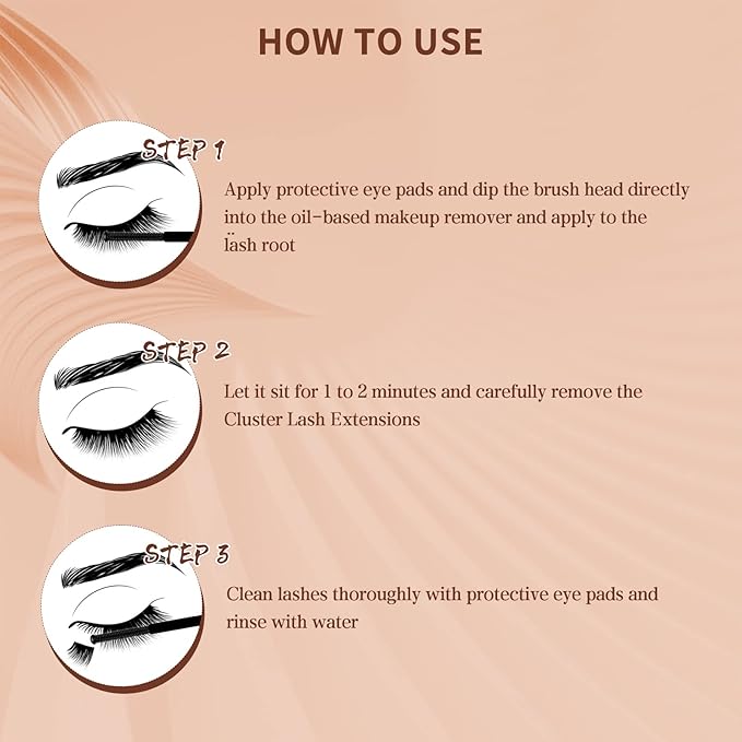 QUEWEL DIY Eyelash Extensions Kit, Lash Clusters 144 Pcs, Clusters Eyelash Applicator Tool, Super Hold Cluster Lashes Bond and Seal, Glue Remover Easy to Apply at Home(S012-Kit)
