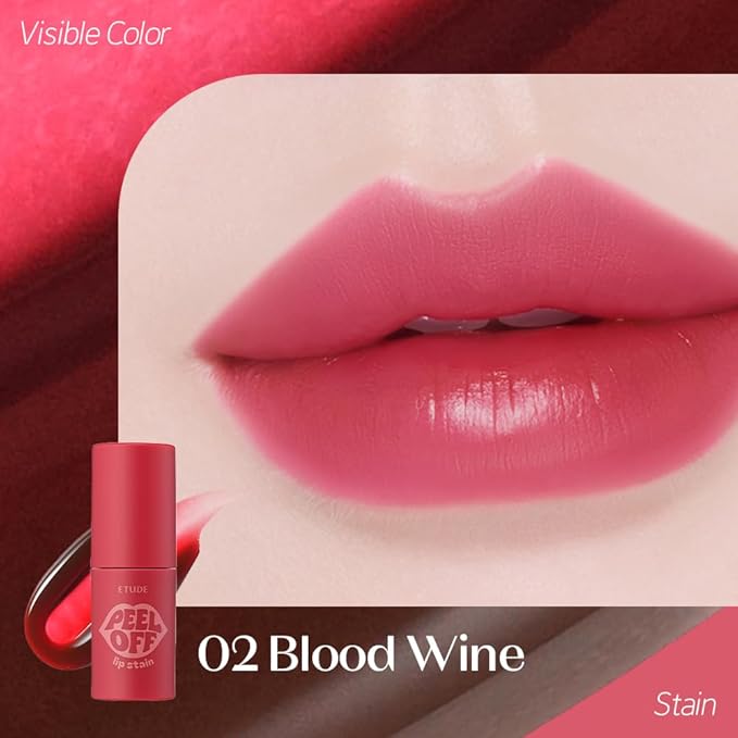 ETUDE Dear Darling Peel Off Lip Stain (Blood Wine) – Teen girl gifts, Hydrating Hydrogel Tint, Long Lasting & Waterproof, High Pigment, Easy Peel Off, All‑Day Color Lip Tattoo