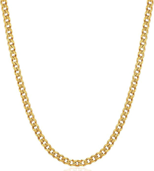 Fiusem 3.5mm Cuban Link Chains for Men, Silver Tone/Black/14K Gold Plated Stainless Steel Necklace Chain, Mens Necklace 16, 18, 20, 22, 24, 26, 28 Inch