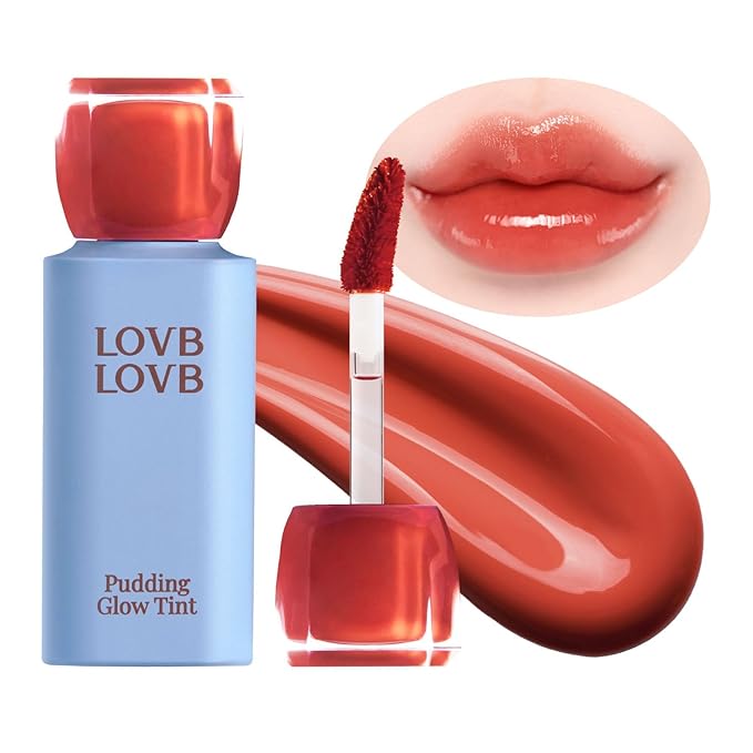 Pudding Glow Korean Lip Tint | Natural Lip Stain | Gloss to Stain | Long-Lasting & Non-Sticky | Lightweight Lip Tint | 0.14 oz. (04 SUNSET BEIGE)