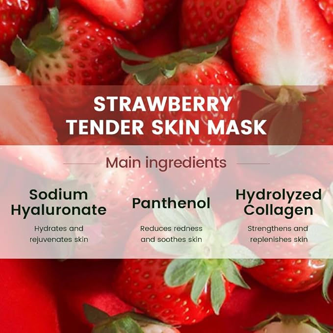 CAKAILA 8 Pack Strawberry Face Mask,Pink Face Masks Skincare Spa Day Kit Supplies,Spa Party Favors for Women,Sheet Facial Mask Skincare Gifts Set,Moisturize Soothe for All Skin Types