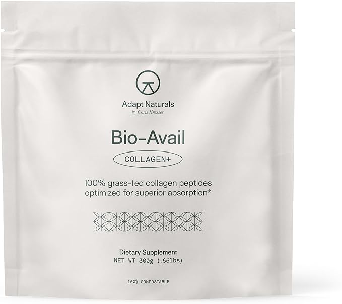 Adapt Naturals by Chris KRESSER Bio-Avail Collagen+, Grass Fed Collagen Peptides, Optimized for Superior Absorption, Naturally-Sourced Bio-Avail Collagen Supplements for Women and Men, 30 Day Supply