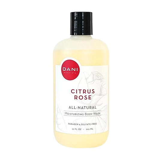 DANI Naturals Moisturizing Body Wash - Citrus Rose Scent with Organic Aloe Vera & Natural Glycerin - Paraben & Sulfate-Free Shower Gel - 12 oz - Vegan & Cruelty-Free