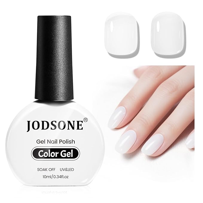 JODSONE 10ml Classic White Gel Nail Polish LED Gel Polish Milky white Nail Color Professional Finish Easy to Apply Low Odor Need U V Lamp Curing