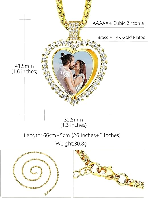 CLYLIFE Picture Necklace Personalized Photo,Custom Disc/Heart Pendant for Men Women Dad Mom Customized Necklace with Chain Photos Memorial Gifts for Mother's Day, Birthday, Anniversary