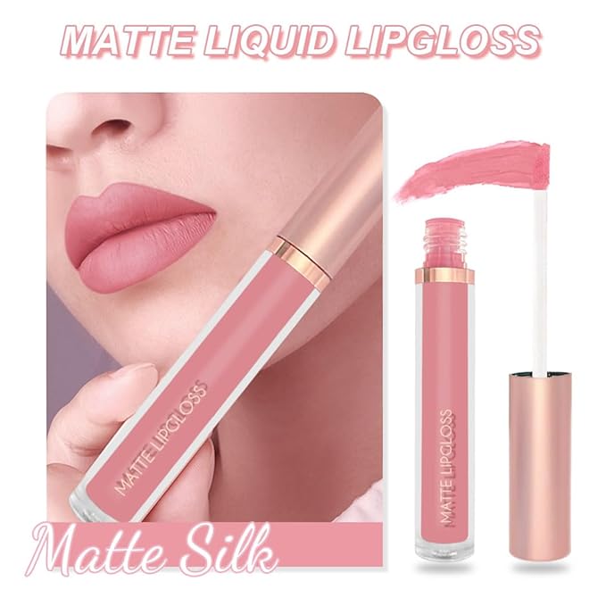 3PCS Soft Romantic Nude Liquid Lipstick Set, Matte Lip Gloss Long Lasting Waterproof, Lightweight Velvet Finish Lip Color for Daily Wear, Transfer-Resistant Moisturizing Nude Rose Creamy Shades