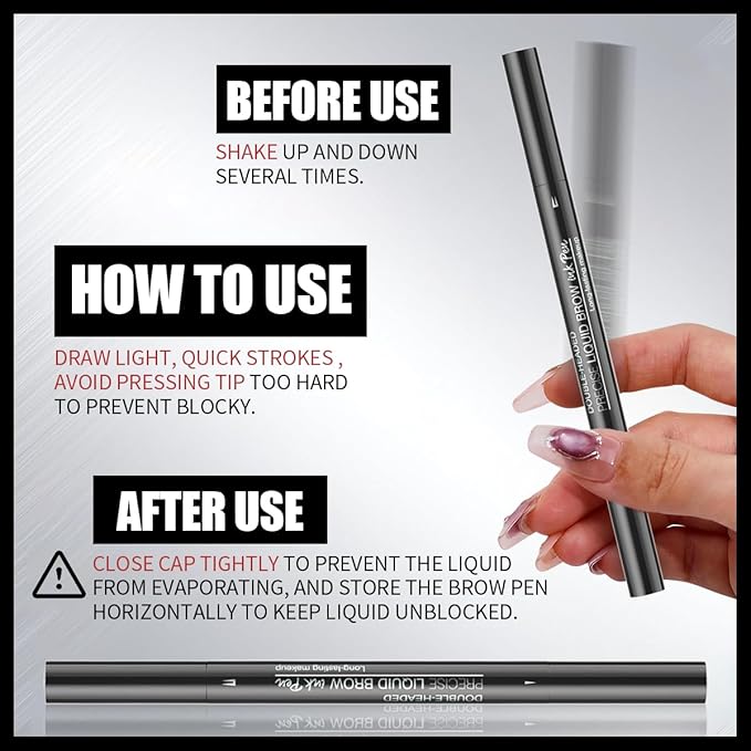 Microblading Eyebrow Pencil,2-in-1 Dual-Ended Eyebrow Pen with 2 Tip brow pen and Precise Brush-Tip,Brow Pen for Natural Waterproof and Long-Lasting Brows (Light brown)