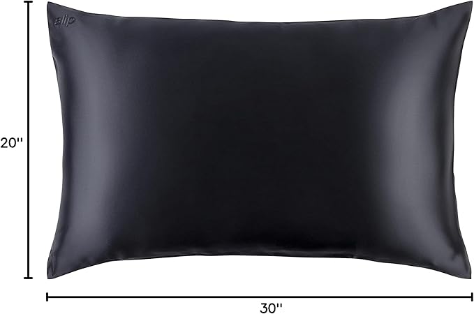 slip The Original Queen Pure Silk Pillow Case - 100% Pure 22 Momme Mulberry Silk - Queen Size Standard Pillow Case - Anti-Aging, Anti-BedHead, Anti-Sleep Crease, Black (20" x 30")