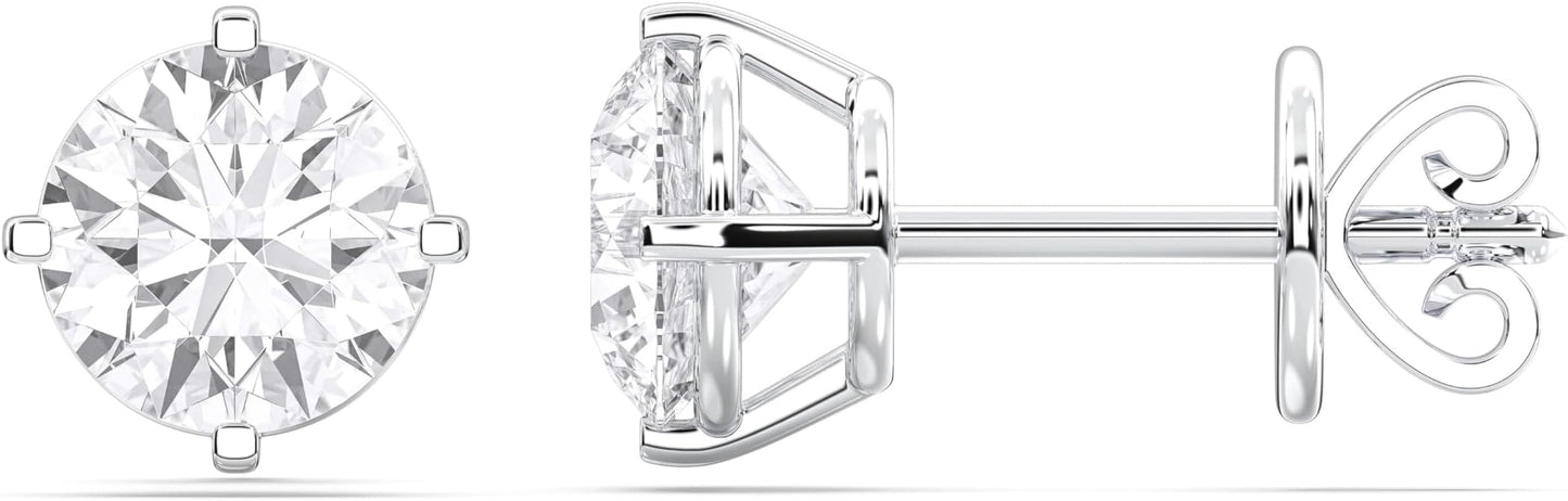 14K Yellow/White Gold Stud Earrings With 1-2 Carat Lab Grown Diamond, IGI Certified LAB GROWN Diamond Earrings 4 Prong Push Back (E-F Color, VVS-VS), Stud Earrings For Women, Fine Jewelry