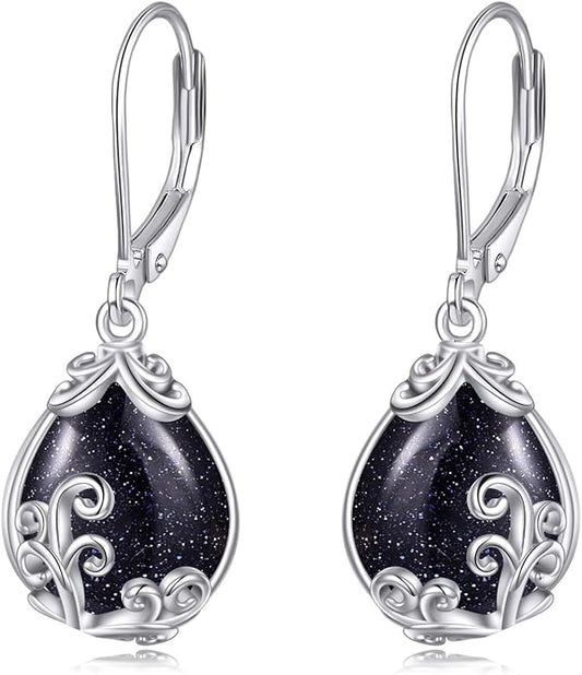 POPLYKE Celtic Filigree Teardrop Drop Dangle Earrings Sterling Silver Leverback Earrings Jewelry for Women