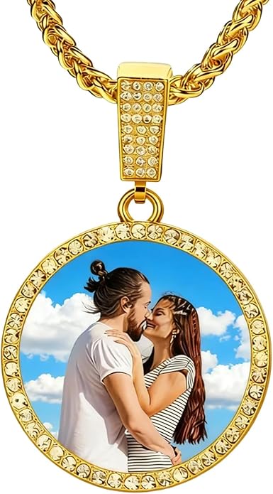 CLYLIFE Picture Necklace Personalized Photo,Custom Disc/Heart Pendant for Men Women Dad Mom Customized Necklace with Chain Photos Memorial Gifts for Mother's Day, Birthday, Anniversary