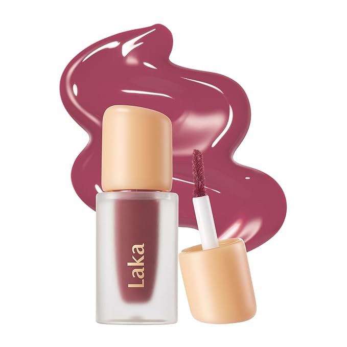 Laka Fruity Glam Lip Tint Mini, 1.9g/0.07oz, Glowing Lip Stain with Wide Color Spectrum, Hydrating & Lightweight Texture, Long-Lasting Bold Stain, Non-Sticky, Vegan, K-Beauty (#102 Dewy)