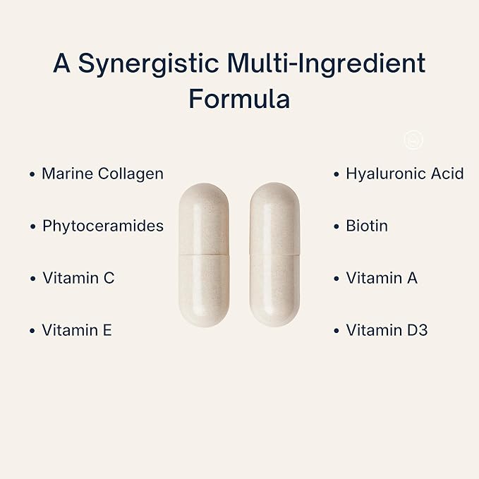 Zi-Collagen Marine Collagen Capsules for Skin, Hair & Nails - Advanced Beauty Formula with Phytoceramides, Hyaluronic Acid, Biotin & Vitamins A, C, D3 & E (60 Capsules)