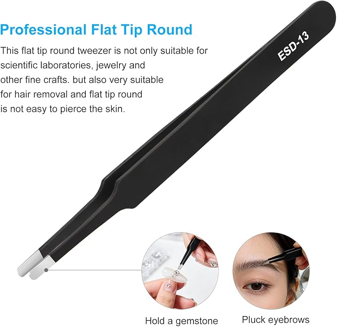 3PCS Precision Tweezers Set, Upgraded ESD high-end anti-static for Craft, Electronics, Soldering, Laboratory Work, Soldering, Model, Eyelash Extensions, Nail stickers, Jewelry-Making
