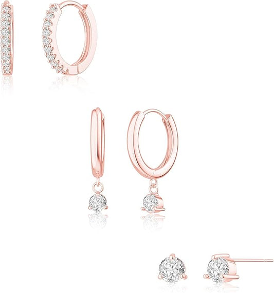 Freekiss 3 Pairs Gold Hoop Earrings Set: Dainty Stud Earrings Trendy Small 14K Gold Plated Hypoallergenic Dangle Cartilage Huggie Hoop Earrings for Women Gold Jewelry for Women Gifts