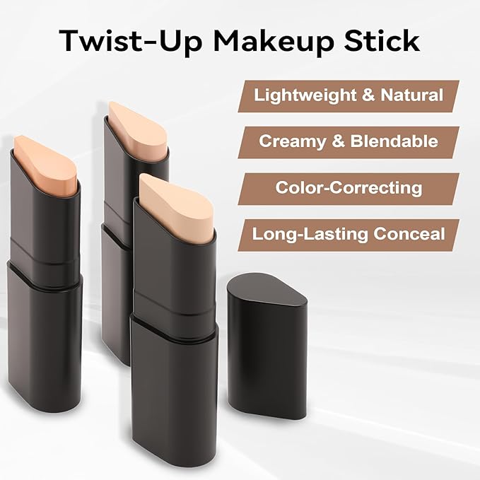 KGAJSGH Foundation Stick Full Coverage, Moisturizer Light Matte Contour Stick, Skin Beauty Balm, Instant Concealer Makeup for Women Men