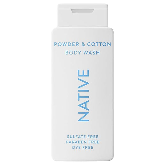 Native Body Wash for Men & Women, Seasonal | Sulfate, Paraben, and Dye Free, with Naturally Derived Clean Ingredients Leaving Skin Soft and Hydrating, Powder & Cotton 18 oz