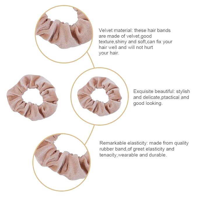 Didder 20 Pcs Light Khaki Velvet Scrunchies, Soft Elastic Hair Ties for Women & Girls