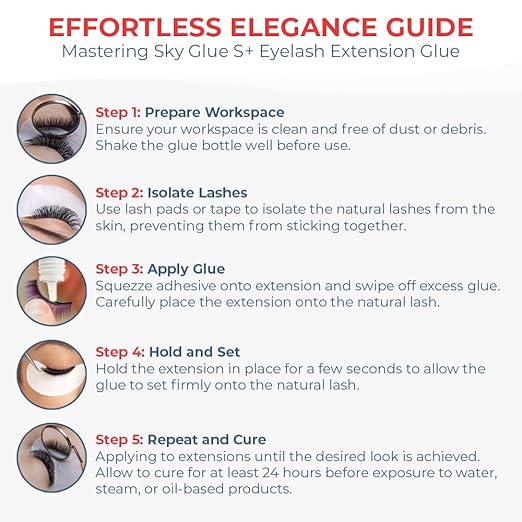 Sky Glue S+ Eyelash Extension Glue - Extra Strong Lash Extensions Adhesive Bond with 6-7 Weeks Retention and 1-2 Sec Dry Time, Long Lasting Semi Permanent Black Glue - 5 ml