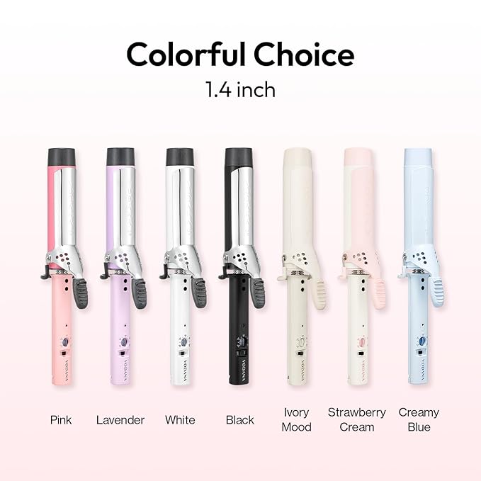 VODANA Professional GlamWave Ceramic Curling Iron, Long-Lasting Natural Curls, Instant Heat, Hair Curler, Curling Wand, Available in USA (1.6 inch, Lavender)