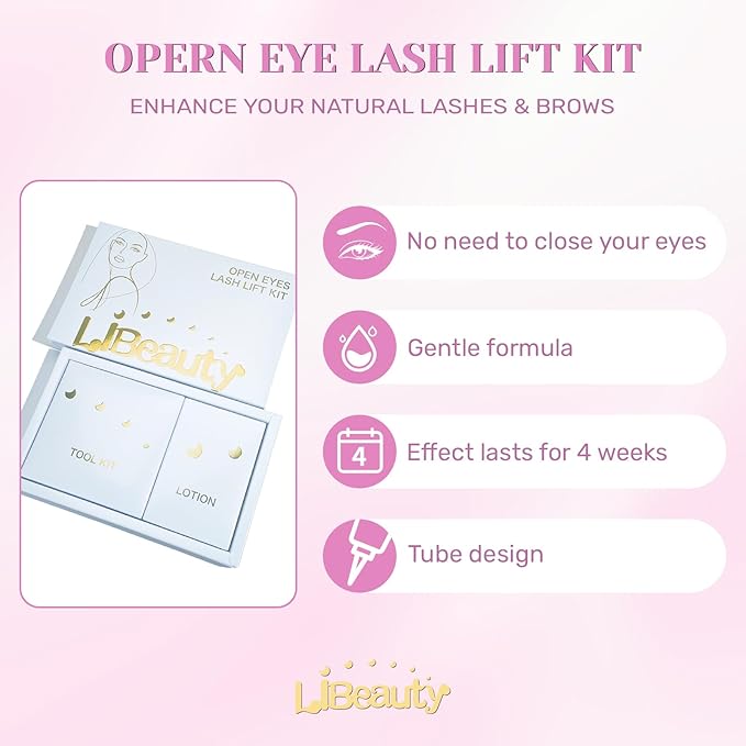 Libeauty Lash Lift Kit with Lash Glue Balm Eyelash Lift Kit & Brow Lamination Kit New Lash Lifting Pads Last Up 4-6 Weeks Tubular Precision Design Curling Perming Lotion & Liquid Set Home Perm Kit