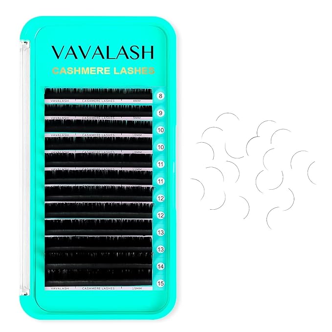 VAVALASH Cashmere Lashes 0.03/0.05/0.07/0.15 Premium Lashes Volume Eyelash Extensions 8-20MM Individual Silk Lashes, Soft Super Matte Black Professional Lashes Extension Tray Supplies (0.15-D-16MM)