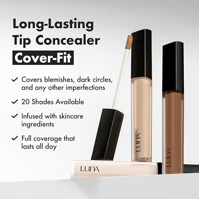 [NEW] AEKYUNGLUNA Long Lasting Tip Concealer 20N | Moisturizing Liquid Type | Full Coverage for Dark Circles, Fine Lines & Redness | Korean Makeup, 0.22 oz