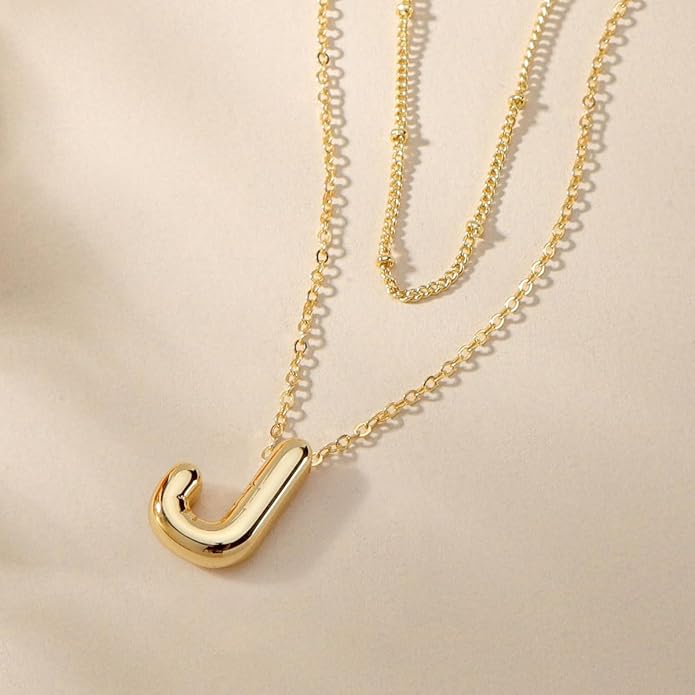 PANSHI Gold Initial Necklaces Gifts for Teen Girls Women Girlfriend Teen Girl Gifts Trendy Stuff Layered Bubble Letter Necklace Gold Jewelry Birthday Gift