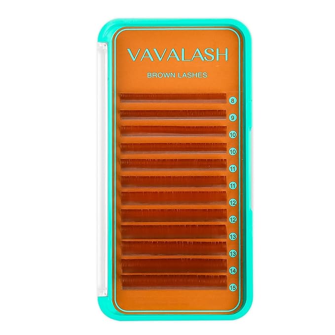 VAVALASH Colored Lash Extensions Light Brown Eyelash Extensions 0.03 0.05 0.07 0.1 0.15 Volume Lash Extension 8-15mm Mixed Lashes J Curl Premium color Lashes Extension(Light Brown-0.07-J-8-15mm)
