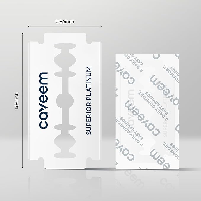 CAVEEM 60 Count Double-Edge Safety Razor Blades, Replacement Razor Refills for Shaving, Stainless Steel Blades for All Standards Double-Edge Razor