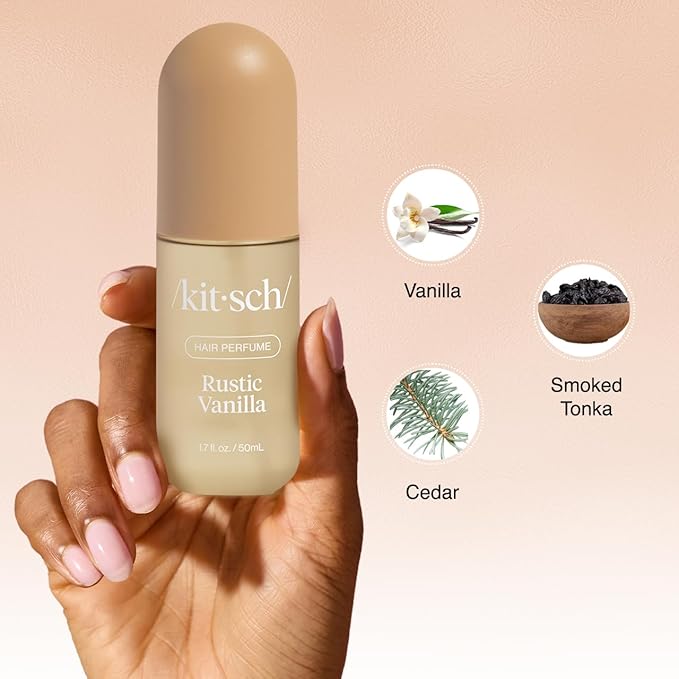 Kitsch Hair Perfume for Women - Rustic Vanilla | Clean, Deodorizing & Patented Odor-Eliminating Technology Hair Spray & Body Mist - Freshen Hair, Pillows - Warm Tonka, Vanilla & Cedar Blend - 50 mL
