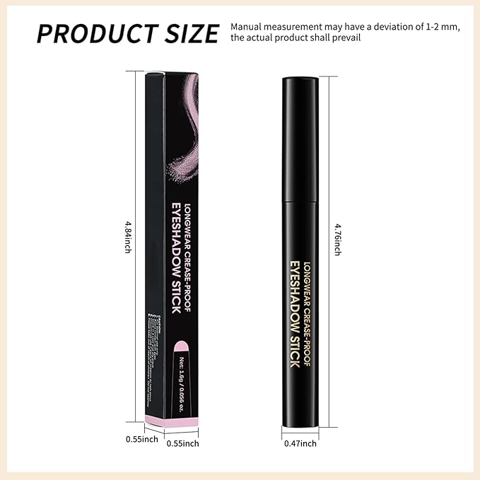 Erinde Waterproof Cream Eyeshadow Stick, Rose Pink Shimmer Eye Shadow Sticks, Cream to Powder Eyeshadow Crayon, Buildable & Blendable Long-Lasting Eye Shadow Stick, Vegan & Cruelty-Free, 08
