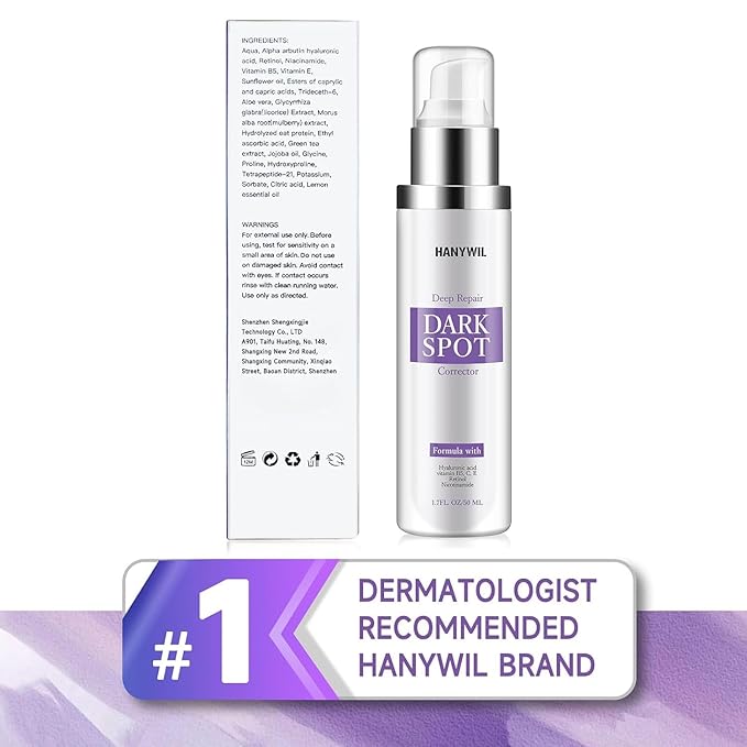 HANYWIL Dark Spot Remover for Face & Body Serum,Rapid Tone Repair Cream with Hyperpigmentation Treatment,Age Spot & Melasma Remover,Dermatologist-Tested Brightening Retinol Serum (2 x 1.7 Fl Oz)