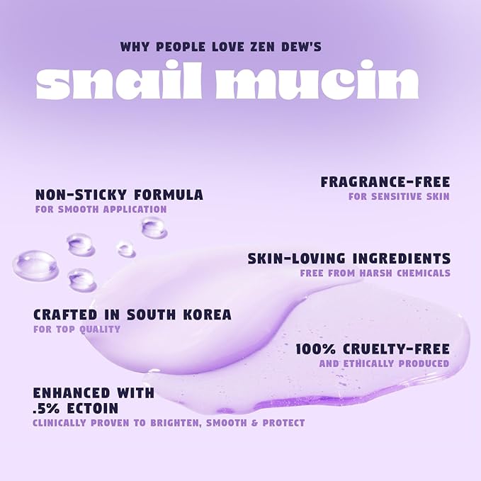Clinically Advanced Korean Snail Mucin Serum - Star Light by Zen Dew (3.38 oz) Brightening, Anti-Aging & Hydrating K Beauty Face Serum for Glass Skin Glow – Smoothing Korean Skin Care