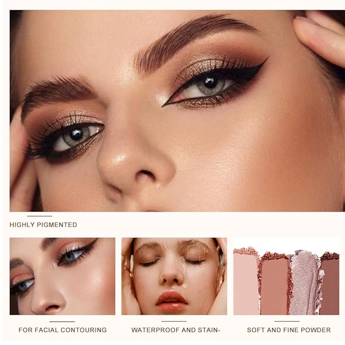 Neutral Eyeshadow Palette 5 Colors, Nude Brown Matte & Subtle Shimmer Shades, Highly Pigmented Blendable Long-Lasting Powder, Smooth No-Fallout Daily Eye Makeup Palette for Work and Natural Looks- C02