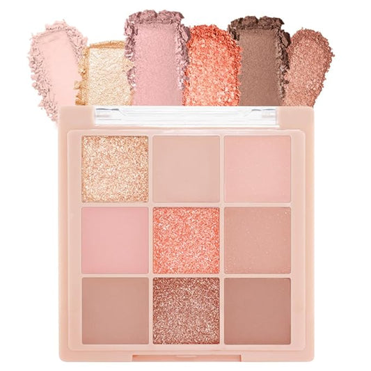 AMY'S DIARY Matte Nude Eyeshadow Palette Pink Makeup,9 Colors Matte Eyeshadow Long Lasting Eye Shadow Plattet for Girls,tween Eye Shadow makeup palette