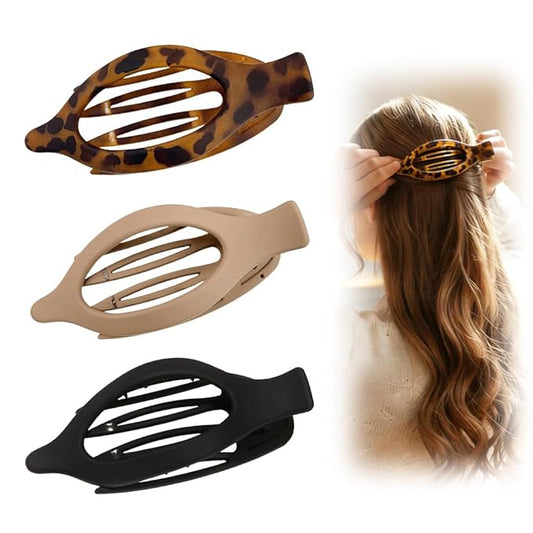 Flat Hair Clips for Women, 2026 New Flat Claw Clips for Women, Non Slip Clip For Thick to Thin Hair, Stylish Accessories for Daily Use (3PCD)