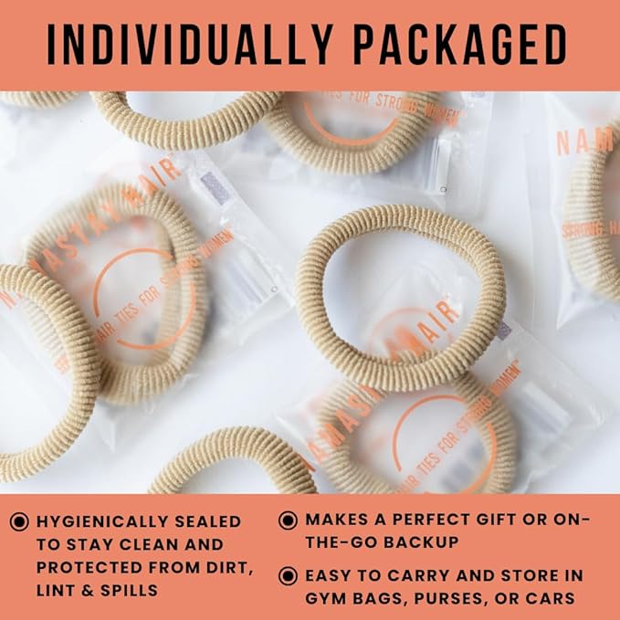 Soft Elastic Hair Ties | No Damage Hair Ties for Thick Hair | Seamless, Non-Slip, Comfortable & Durable Elastic Hair Bands for Women's Hair | Unbreakable & Stretchy Pack of 5 Blonde